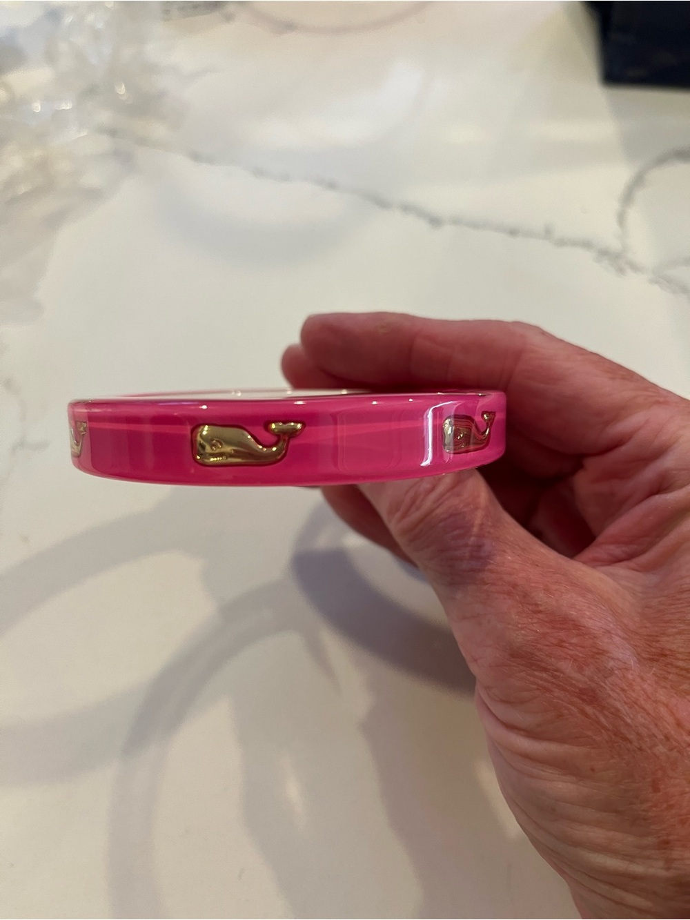 Vineyard Vines Pink Resin Whale Accent Bangle